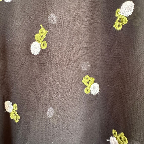 Cabi Blouse Womens XS Embroidered Floral Flowy Semi Sheer Preppy Academia Black - Picture 7 of 12